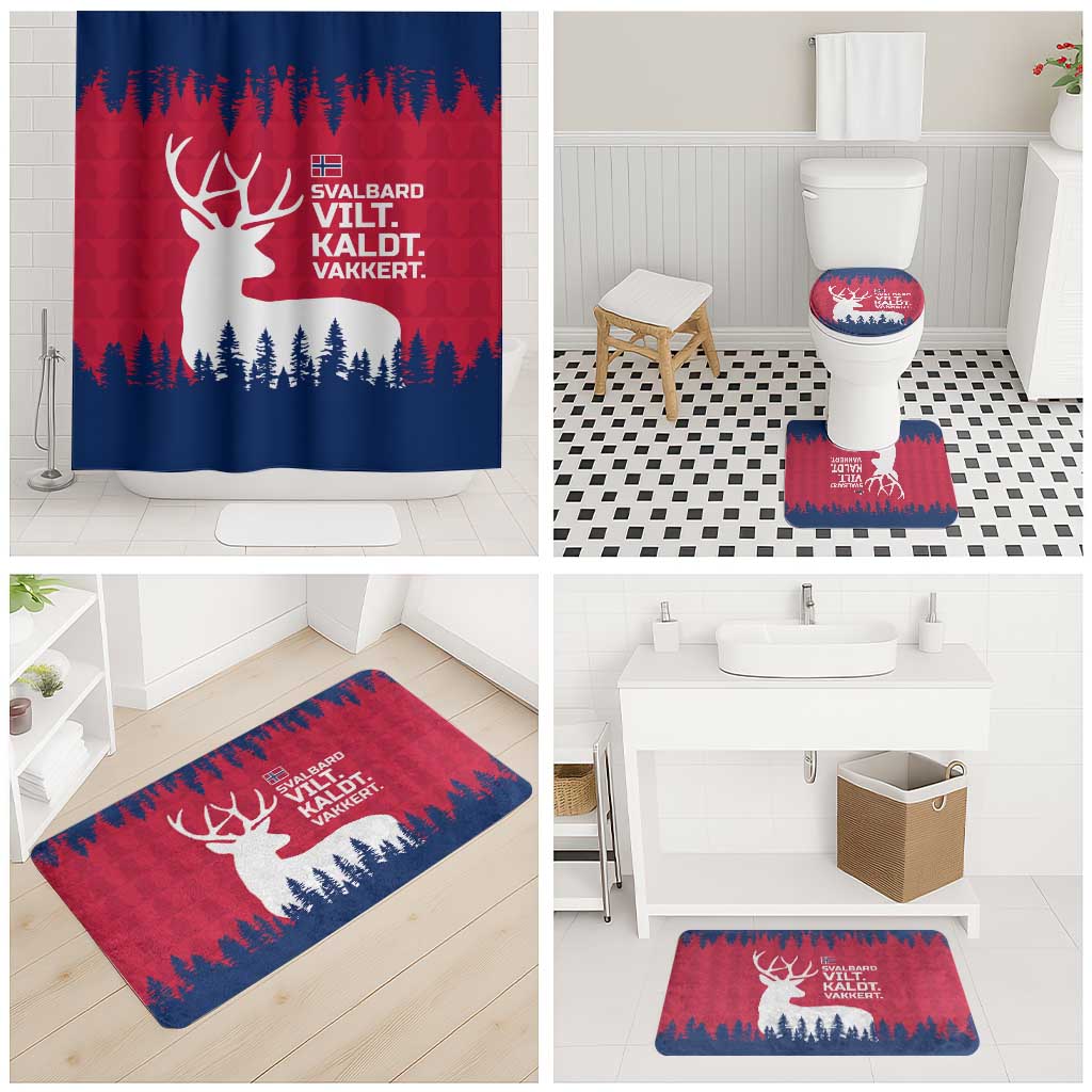 Norway Svalbard Bathroom Set with Reindeer Silhouette Forest and Norwegian Flag - Wonder Print Shop
