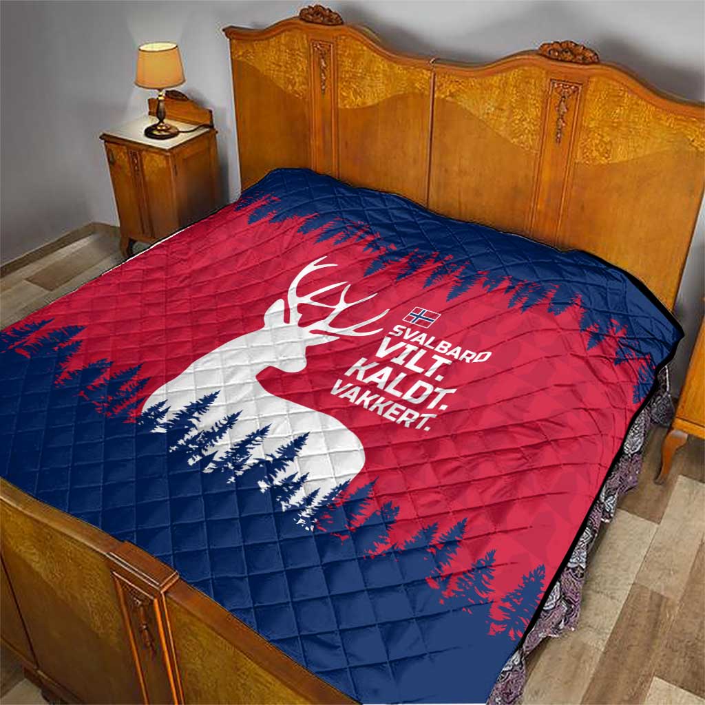 Norway Svalbard Quilt with Reindeer Silhouette Forest and Norwegian Flag - Wonder Print Shop