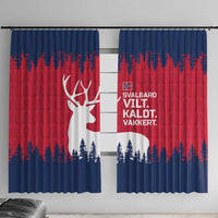 Norway Svalbard Window Curtain with Reindeer Silhouette Forest and Norwegian Flag - Wonder Print Shop