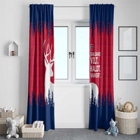 Norway Svalbard Window Curtain with Reindeer Silhouette Forest and Norwegian Flag - Wonder Print Shop