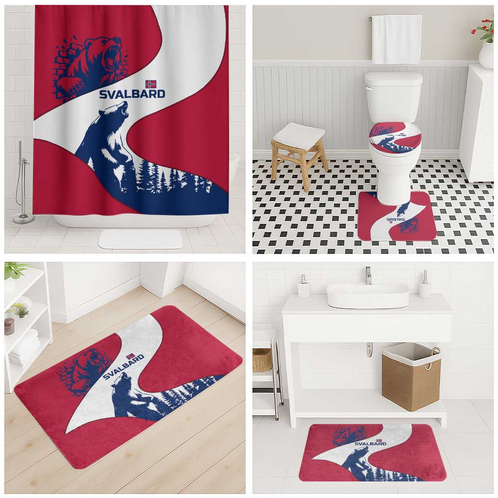 Svalbard Norway Bathroom Set with Polar Bear Forest and Norwegian Flag - Wonder Print Shop