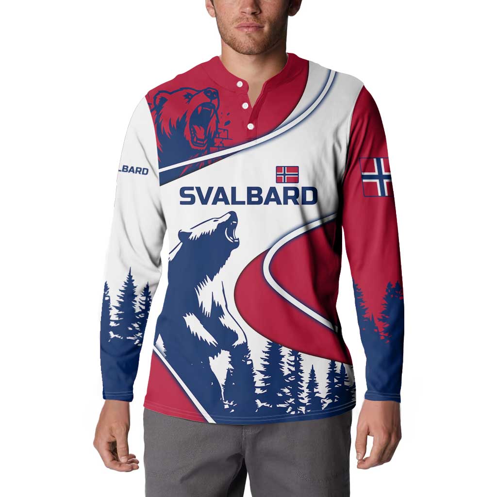Svalbard Norway Button Sweatshirt with Polar Bear Forest and Norwegian Flag - Wonder Print Shop