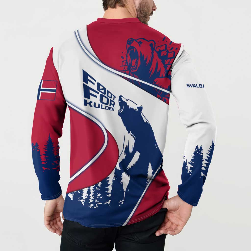 Svalbard Norway Button Sweatshirt with Polar Bear Forest and Norwegian Flag - Wonder Print Shop