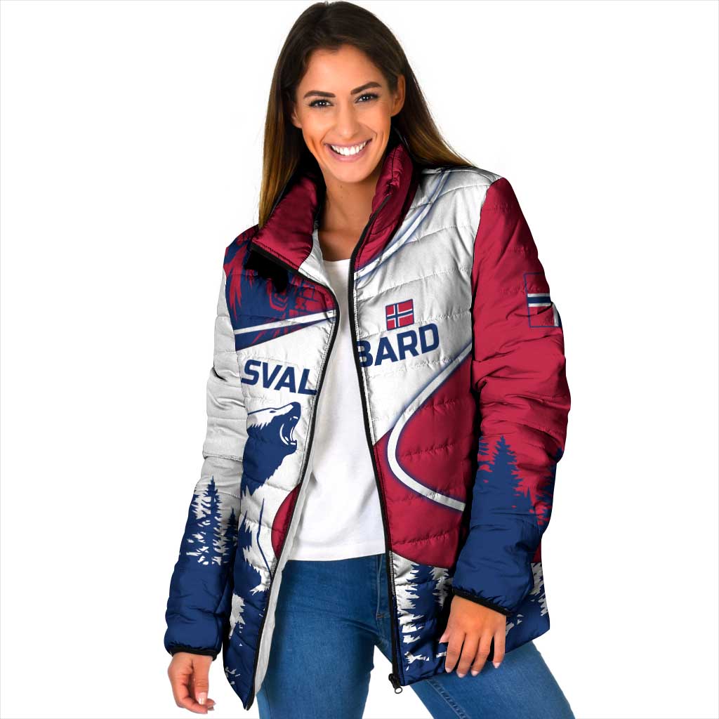 Svalbard Norway Padded Jacket with Polar Bear Forest and Norwegian Flag - Wonder Print Shop