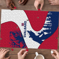 Svalbard Norway Puzzle with Polar Bear Forest and Norwegian Flag - Wonder Print Shop