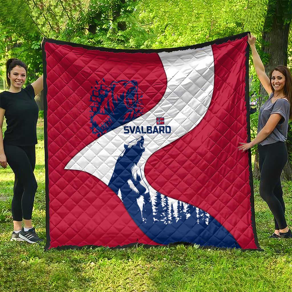 Svalbard Norway Quilt with Polar Bear Forest and Norwegian Flag - Wonder Print Shop