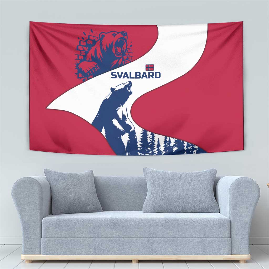 Svalbard Norway Tapestry with Polar Bear Forest and Norwegian Flag - Wonder Print Shop