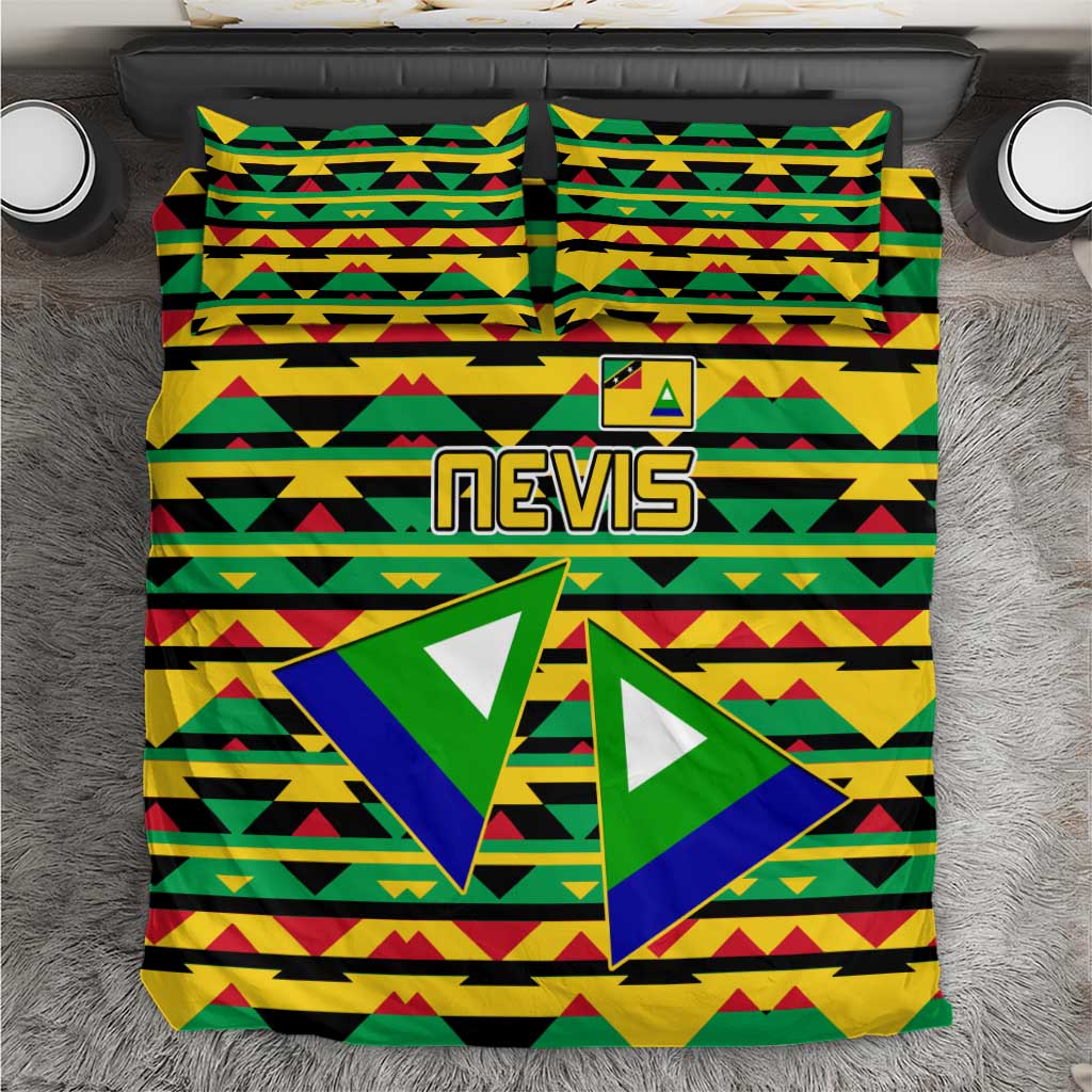 Nevis in Saint Kitts and Nevis Bedding Set Geometric Pattern and Coat of Arms - Wonder Print Shop