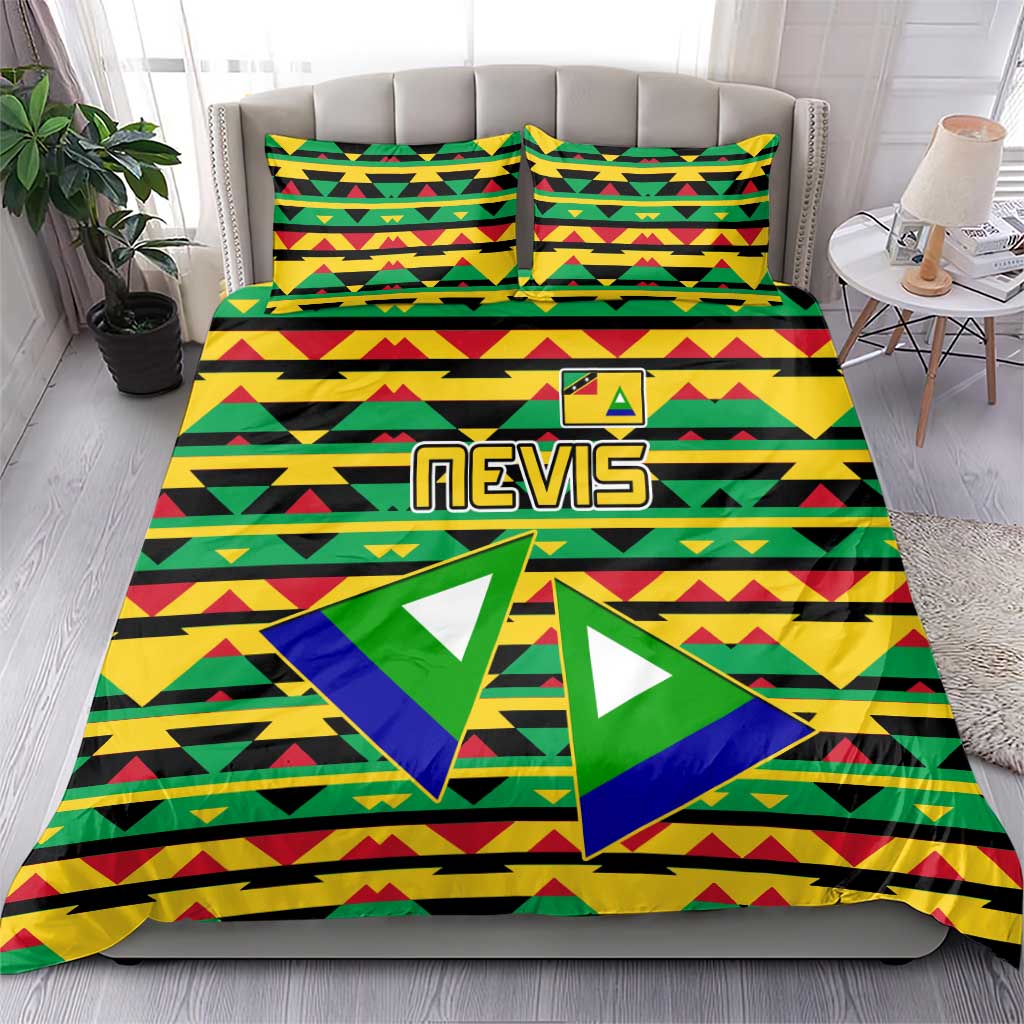 Nevis in Saint Kitts and Nevis Bedding Set Geometric Pattern and Coat of Arms - Wonder Print Shop