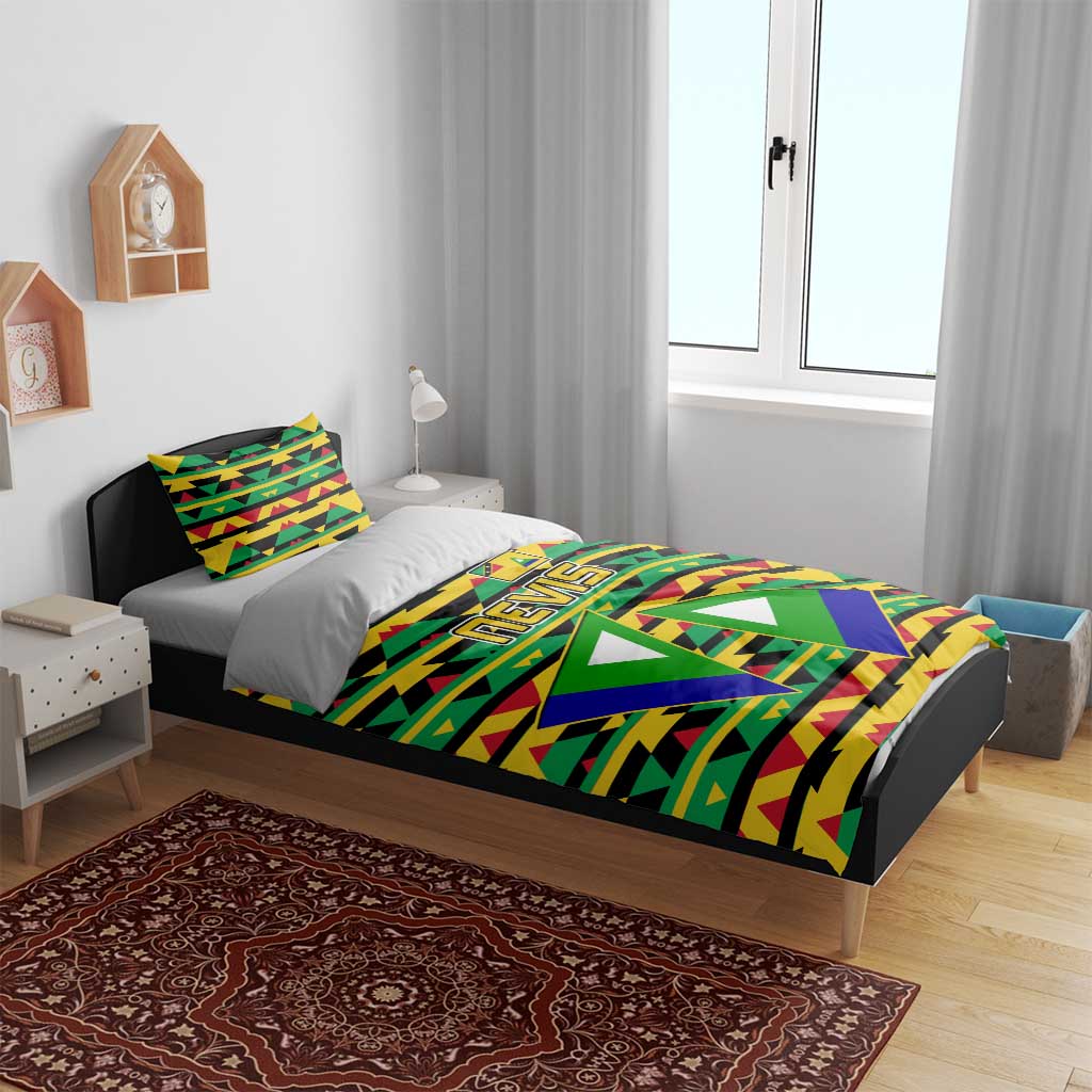 Nevis in Saint Kitts and Nevis Bedding Set Geometric Pattern and Coat of Arms - Wonder Print Shop