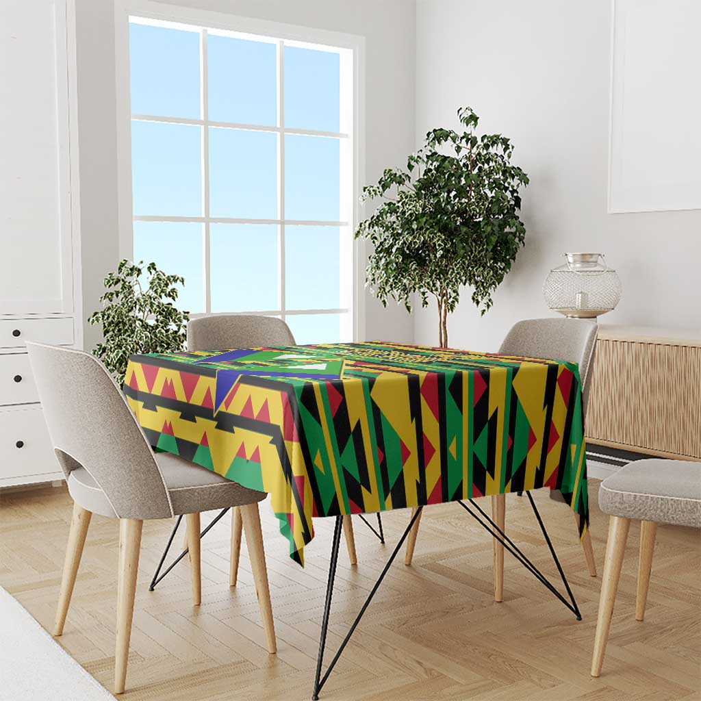 Nevis in Saint Kitts and Nevis Tablecloth Geometric Pattern and Coat of Arms - Wonder Print Shop