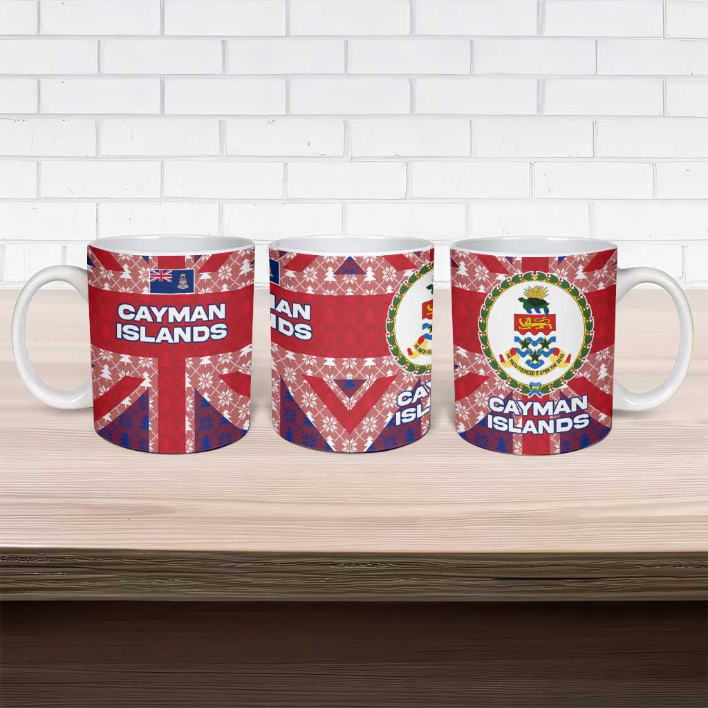 Cayman Islands Christmas Ceramic Mug Xmas Pattern and Coat of Arms - Wonder Print Shop