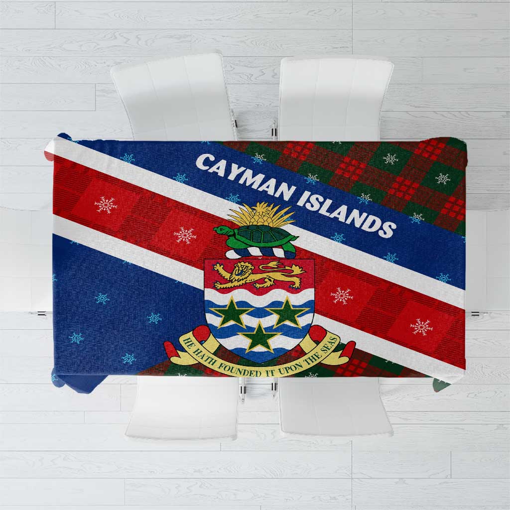 Cayman Islands Xmas Tablecloth Christmas Plaid Turtle and Coat of Arms Red Green Blue - Wonder Print Shop