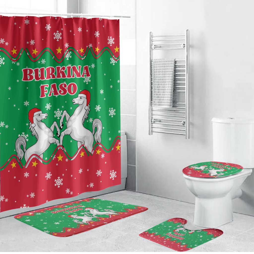 Christmas Burkina Faso Bathroom Set Snowflake Horses and Coat of Arms - Wonder Print Shop