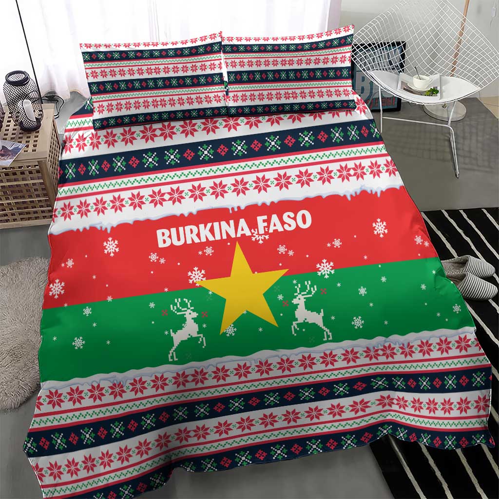 Christmas Burkina Faso Bedding Set Reindeer Star Design - Wonder Print Shop