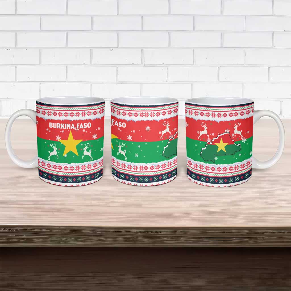 Christmas Burkina Faso Ceramic Mug Reindeer Star Design - Wonder Print Shop