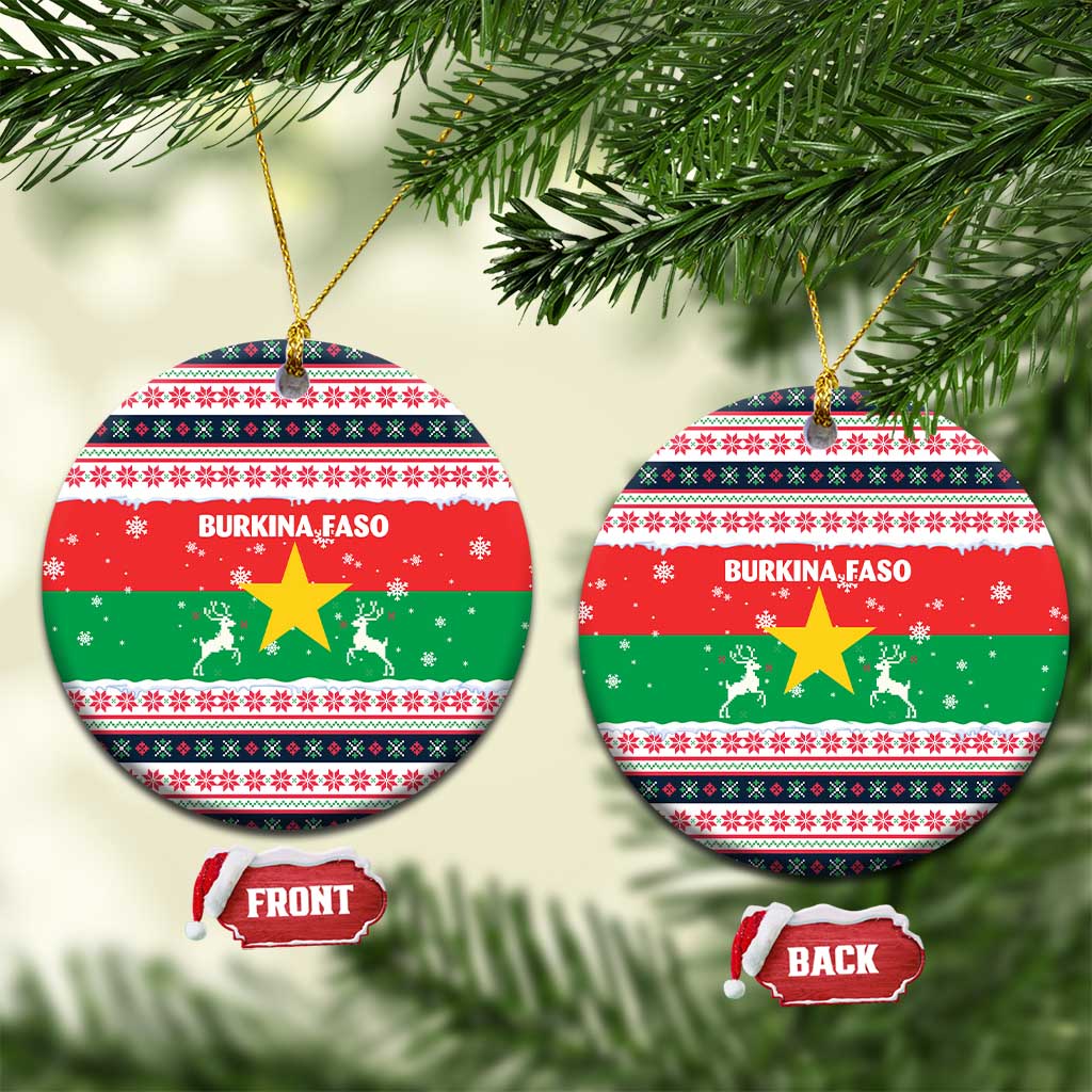 Christmas Burkina Faso Ceramic Ornament Reindeer Star Design - Wonder Print Shop