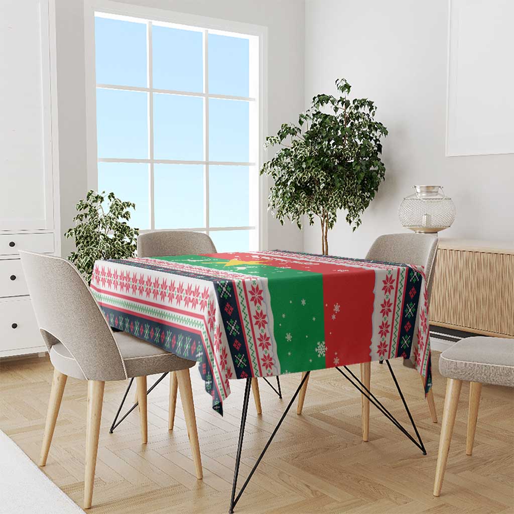 Christmas Burkina Faso Tablecloth Reindeer Star Design - Wonder Print Shop