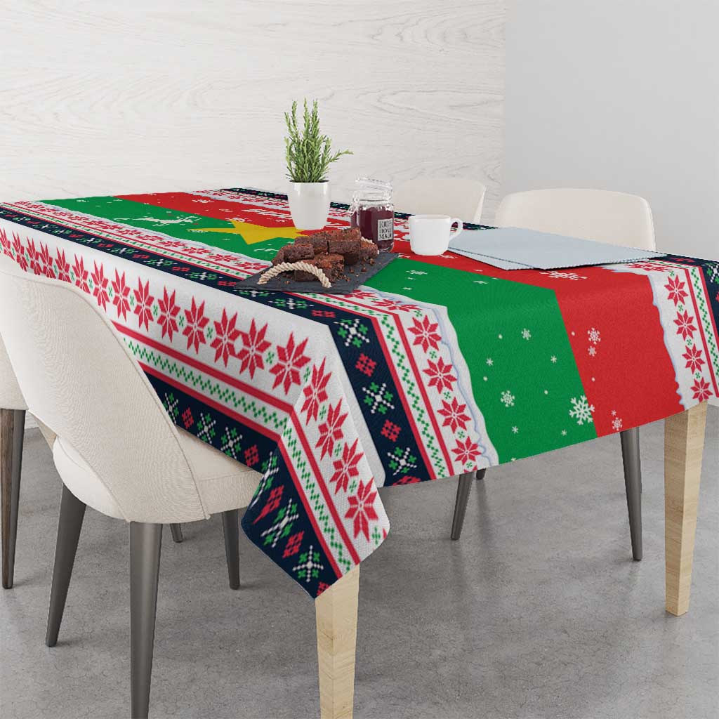Christmas Burkina Faso Tablecloth Reindeer Star Design - Wonder Print Shop
