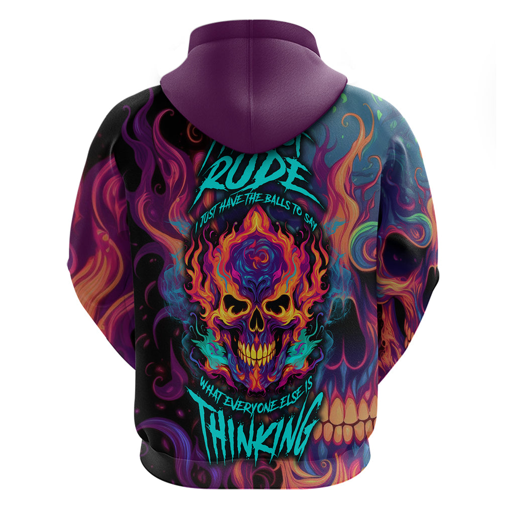 Colorful Fire Skull Hoodie I'm not rude i just have the balls to say what everyone else is Thingking - Wonder Print Shop