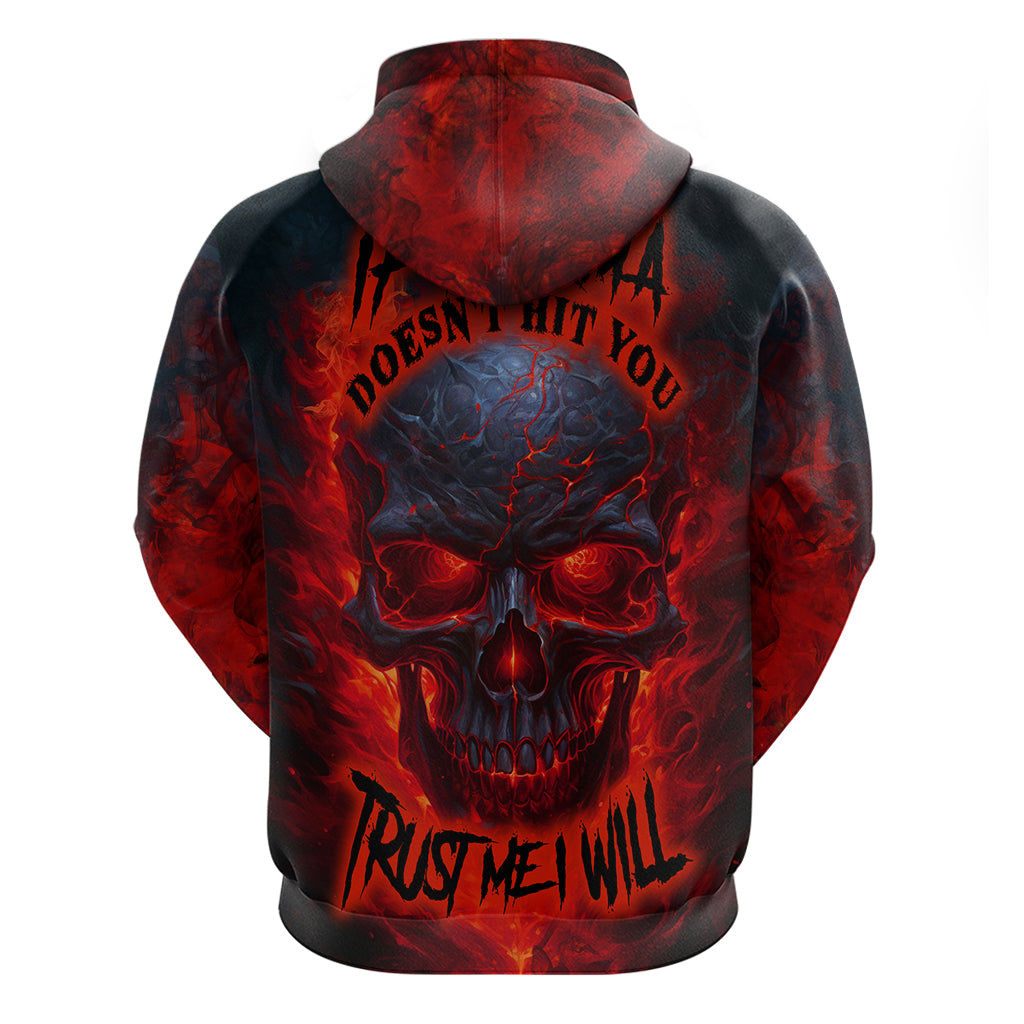 Horror Skull Hoodie If Karma Doesn't Hit You Trust me I Will - Wonder Print Shop