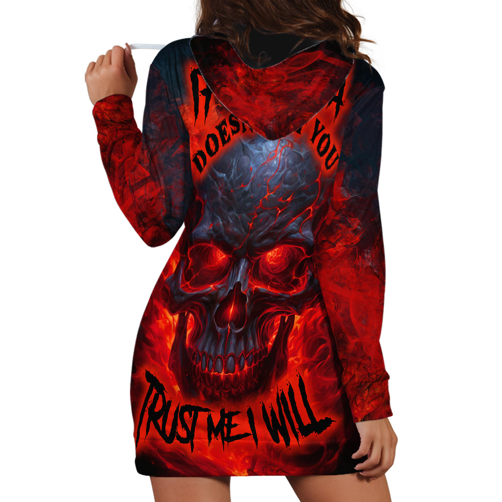 Horror Skull Hoodie Dress If Karma Doesn't Hit You Trust me I Will - Wonder Print Shop