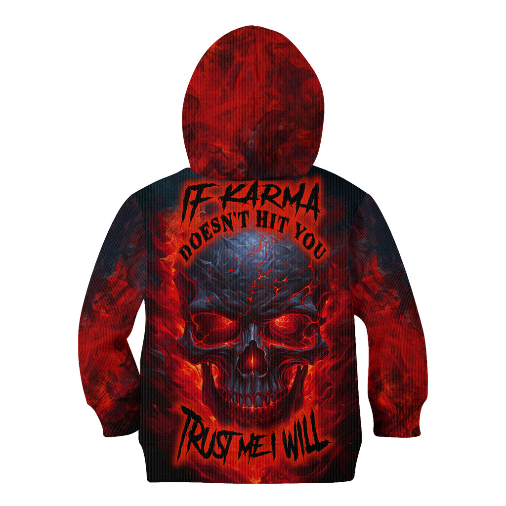 Horror Skull Kid Hoodie If Karma Doesn't Hit You Trust me I Will - Wonder Print Shop