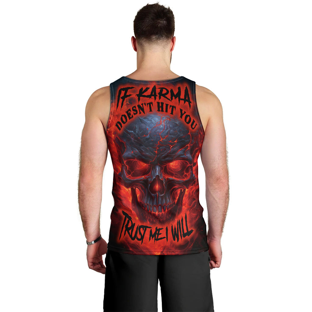 Horror Skull Men Tank Top If Karma Doesn't Hit You Trust me I Will - Wonder Print Shop