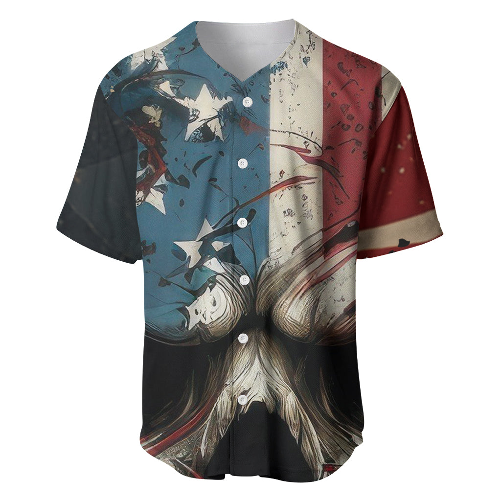 American Flag Skull Baseball Jersey I'm Not Anti - Social I'm Just Not User Friendly - Wonder Print Shop