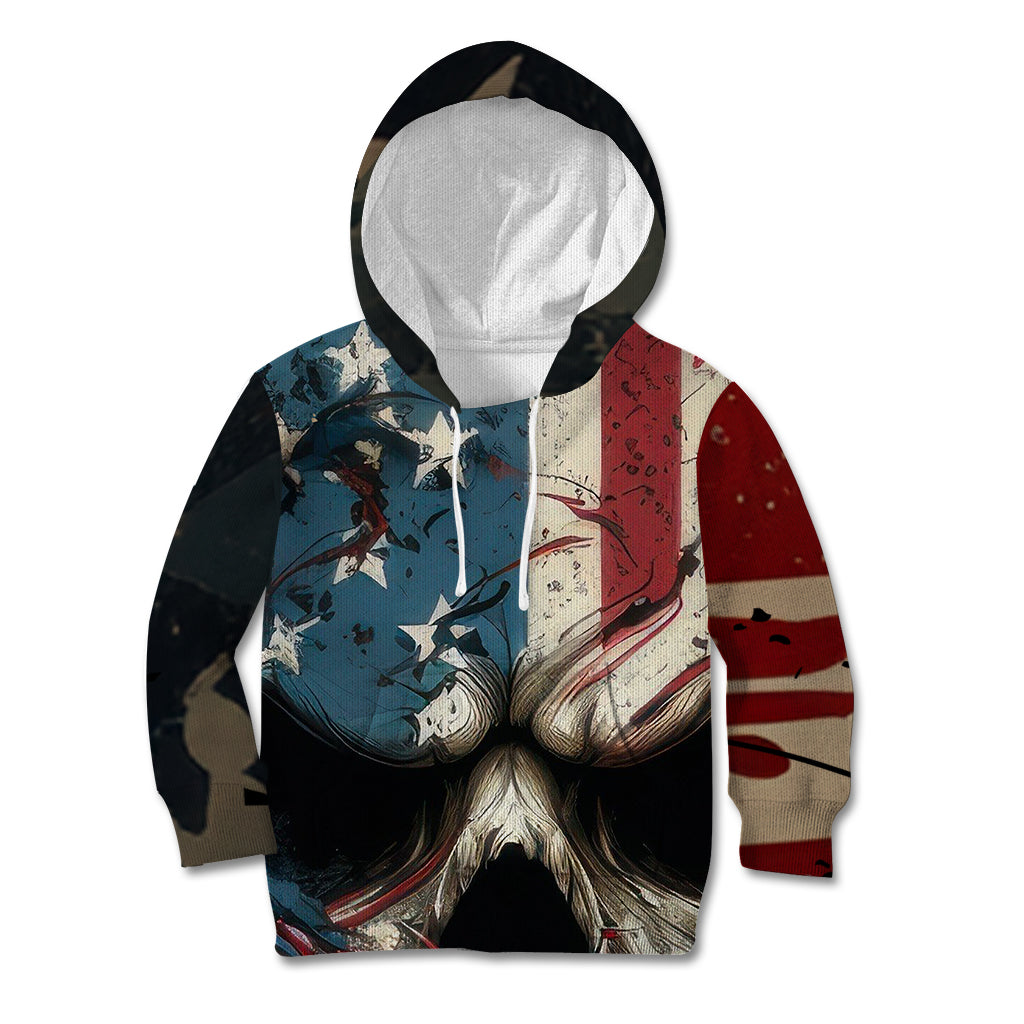 American Flag Skull Kid Hoodie I'm Not Anti - Social I'm Just Not User Friendly - Wonder Print Shop