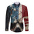 American Flag Skull Long Sleeve Button Shirt I'm Not Anti - Social I'm Just Not User Friendly - Wonder Print Shop