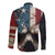 American Flag Skull Long Sleeve Button Shirt I'm Not Anti - Social I'm Just Not User Friendly - Wonder Print Shop