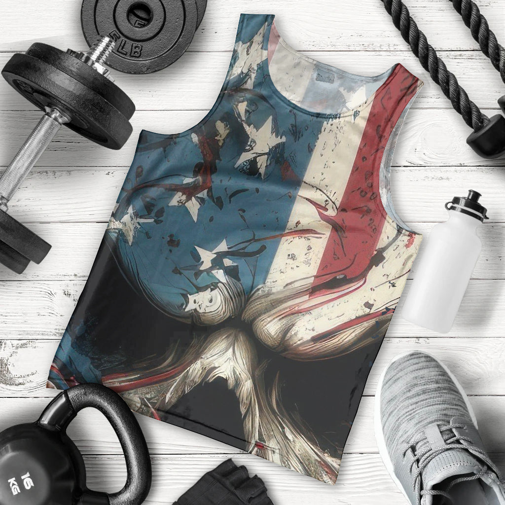 American Flag Skull Men Tank Top I'm Not Anti - Social I'm Just Not User Friendly - Wonder Print Shop