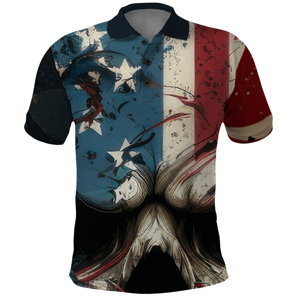 American Flag Skull Polo Shirt I'm Not Anti - Social I'm Just Not User Friendly - Wonder Print Shop