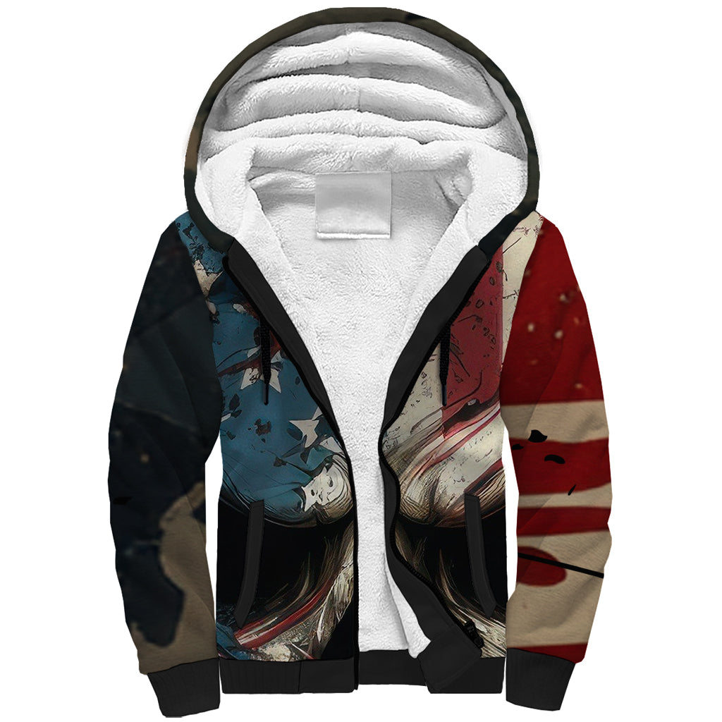 American Flag Skull Sherpa Hoodie I'm Not Anti - Social I'm Just Not User Friendly - Wonder Print Shop