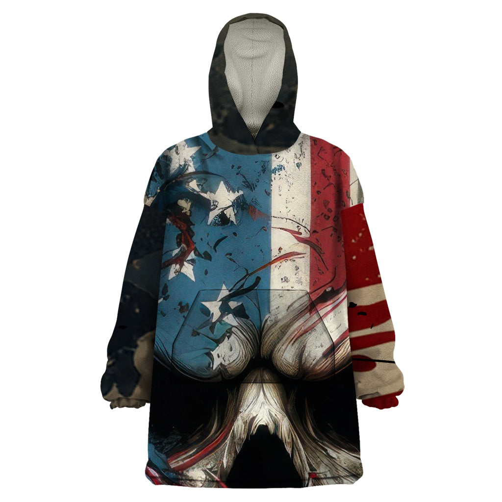 American Flag Skull Wearable Blanket Hoodie I'm Not Anti - Social I'm Just Not User Friendly - Wonder Print Shop