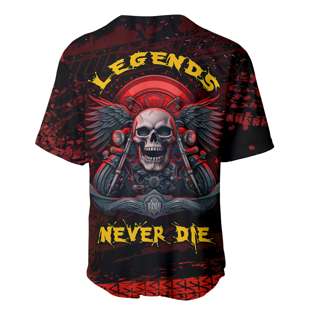 Skull Biker Baseball Jersey Legend Never Die - Wonder Print Shop