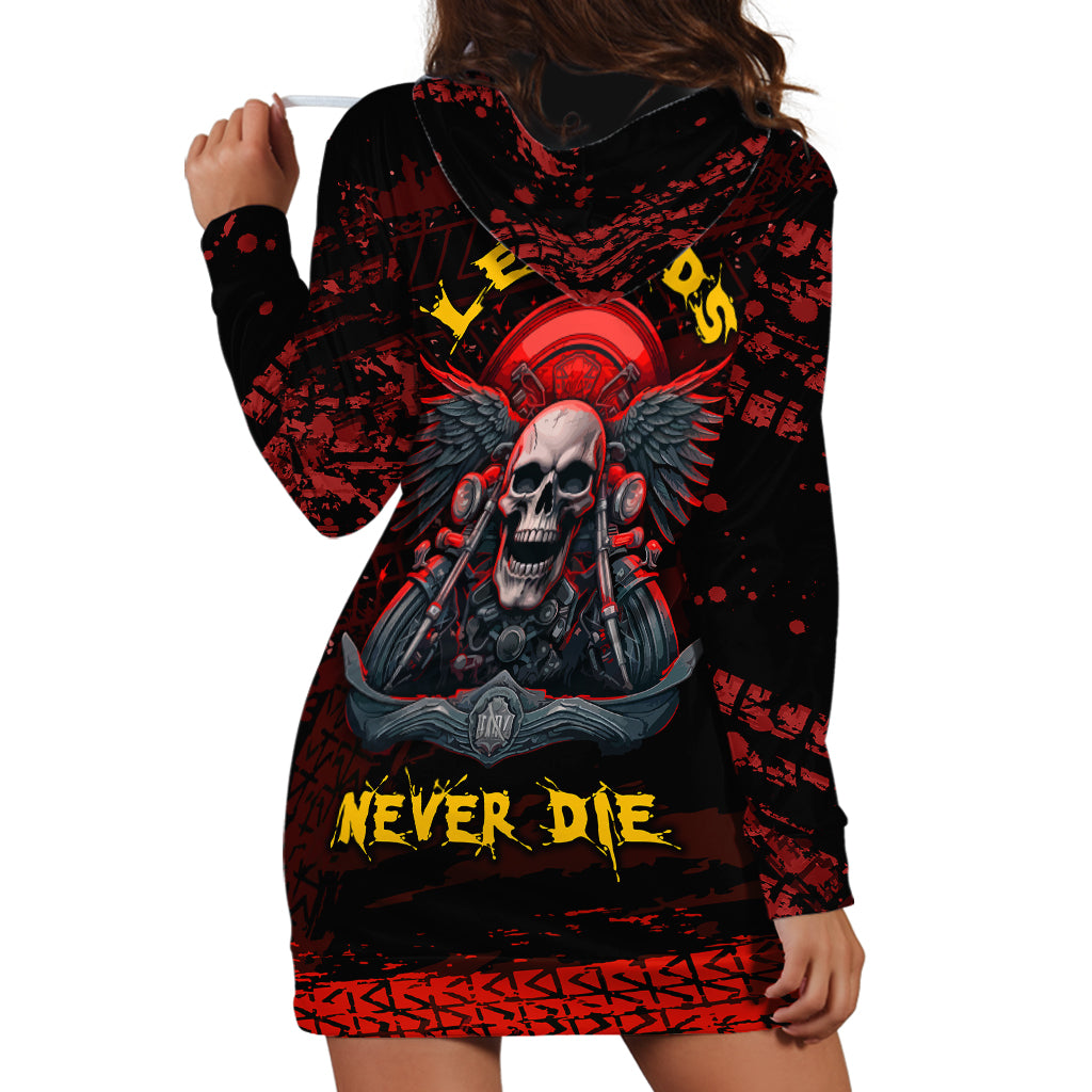 Skull Biker Hoodie Dress Legend Never Die - Wonder Print Shop