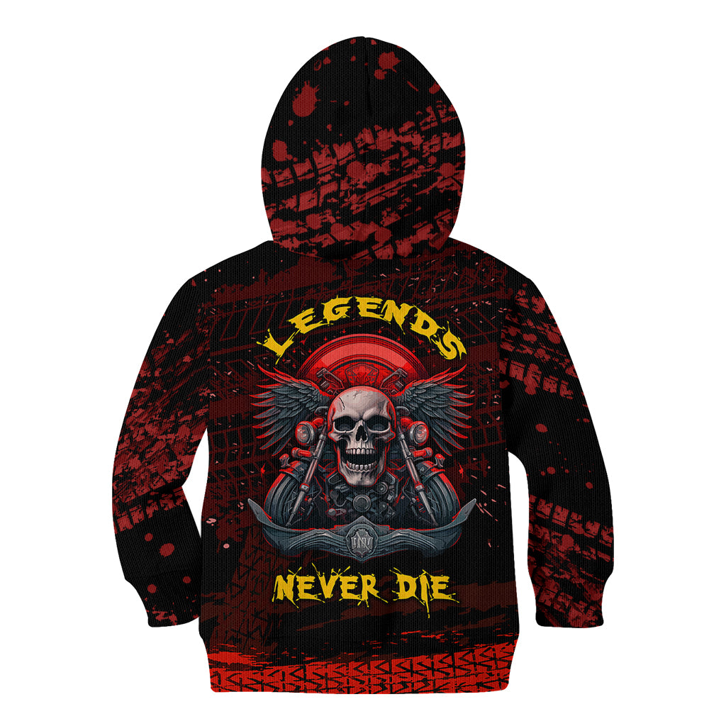 Skull Biker Kid Hoodie Legend Never Die - Wonder Print Shop