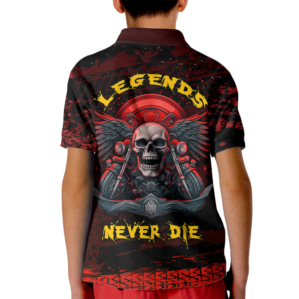 Skull Biker Kid Polo Shirt Legend Never Die - Wonder Print Shop