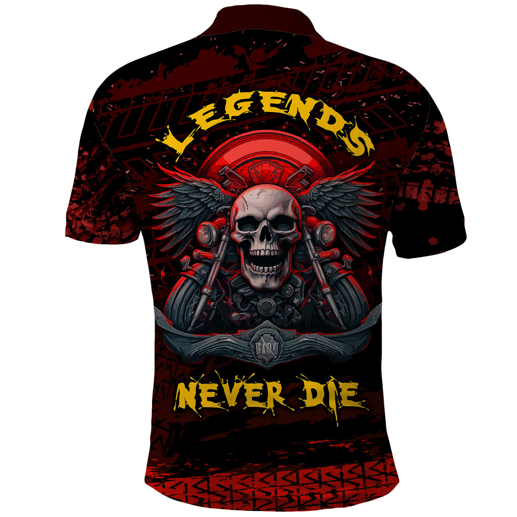 Skull Biker Polo Shirt Legend Never Die - Wonder Print Shop