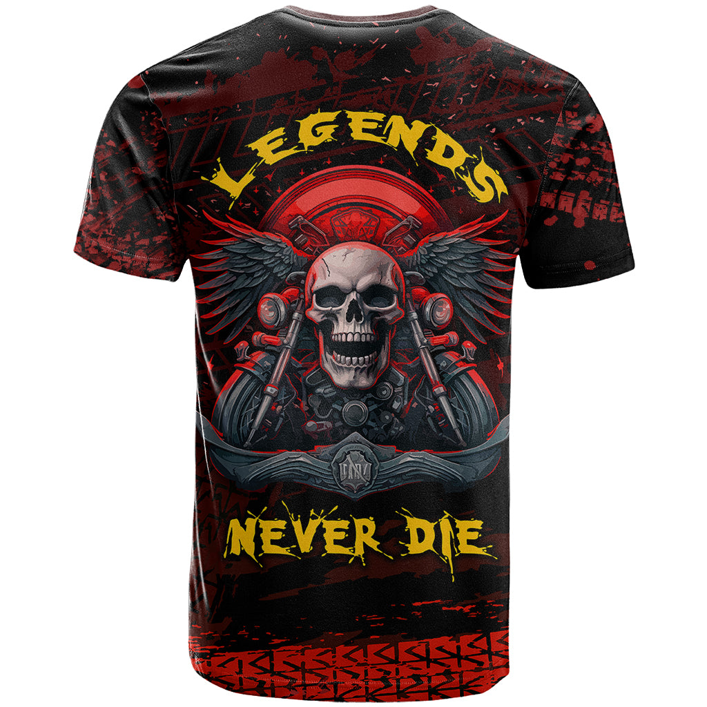 Skull Biker T Shirt Legend Never Die - Wonder Print Shop