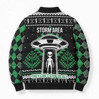 Alien Christmas Bomber Puffer Jacket Xmas Holiday Patterns - Wonder Print Shop
