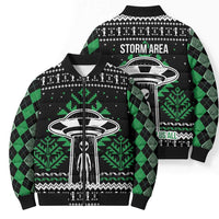 Alien Christmas Bomber Puffer Jacket Xmas Holiday Patterns - Wonder Print Shop