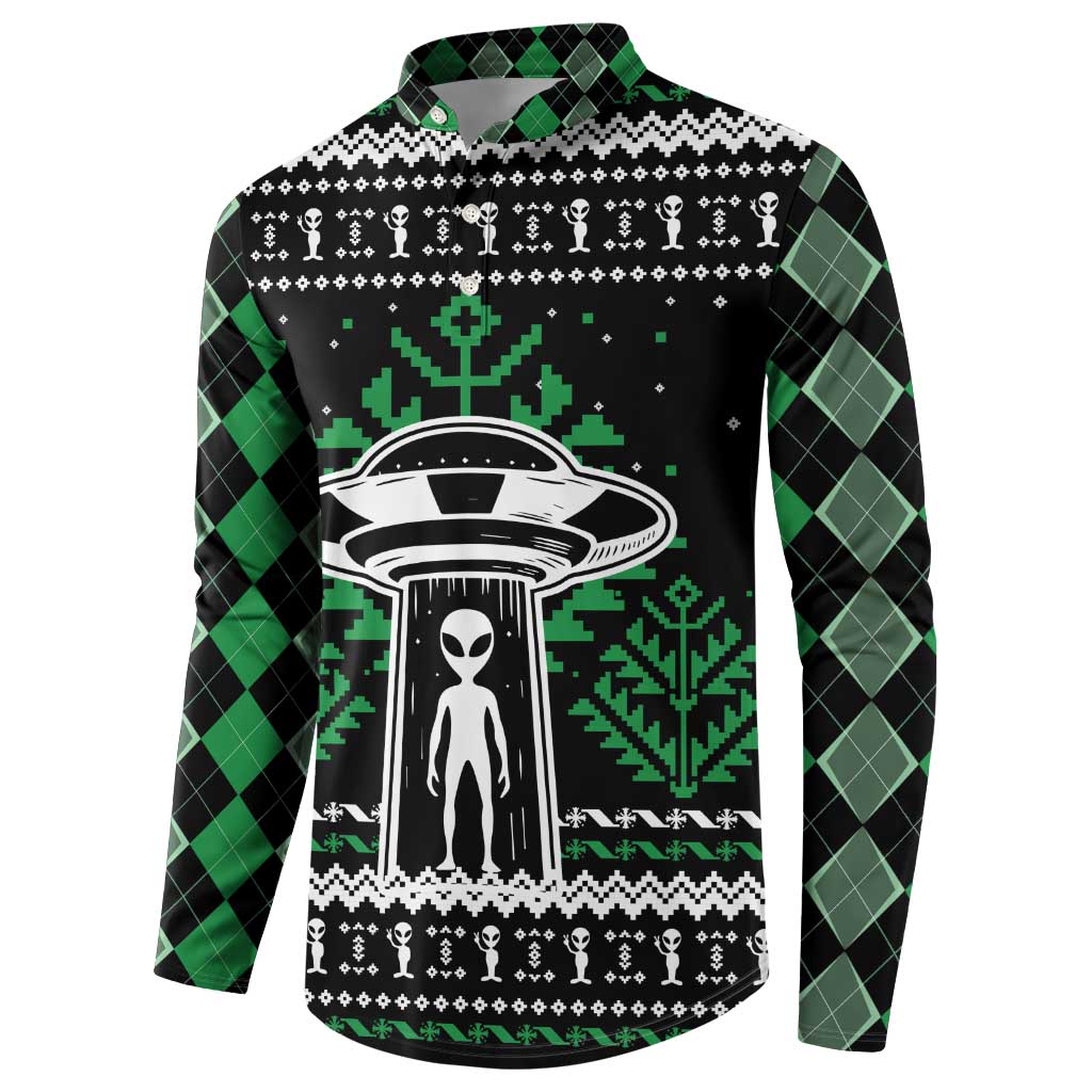Alien Christmas Button Sweatshirt Xmas Holiday Patterns - Wonder Print Shop