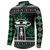 Alien Christmas Button Sweatshirt Xmas Holiday Patterns - Wonder Print Shop