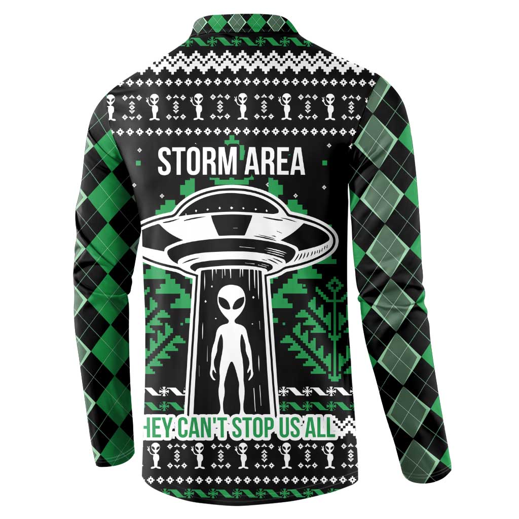 Alien Christmas Button Sweatshirt Xmas Holiday Patterns - Wonder Print Shop