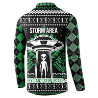 Alien Christmas Button Sweatshirt Xmas Holiday Patterns - Wonder Print Shop