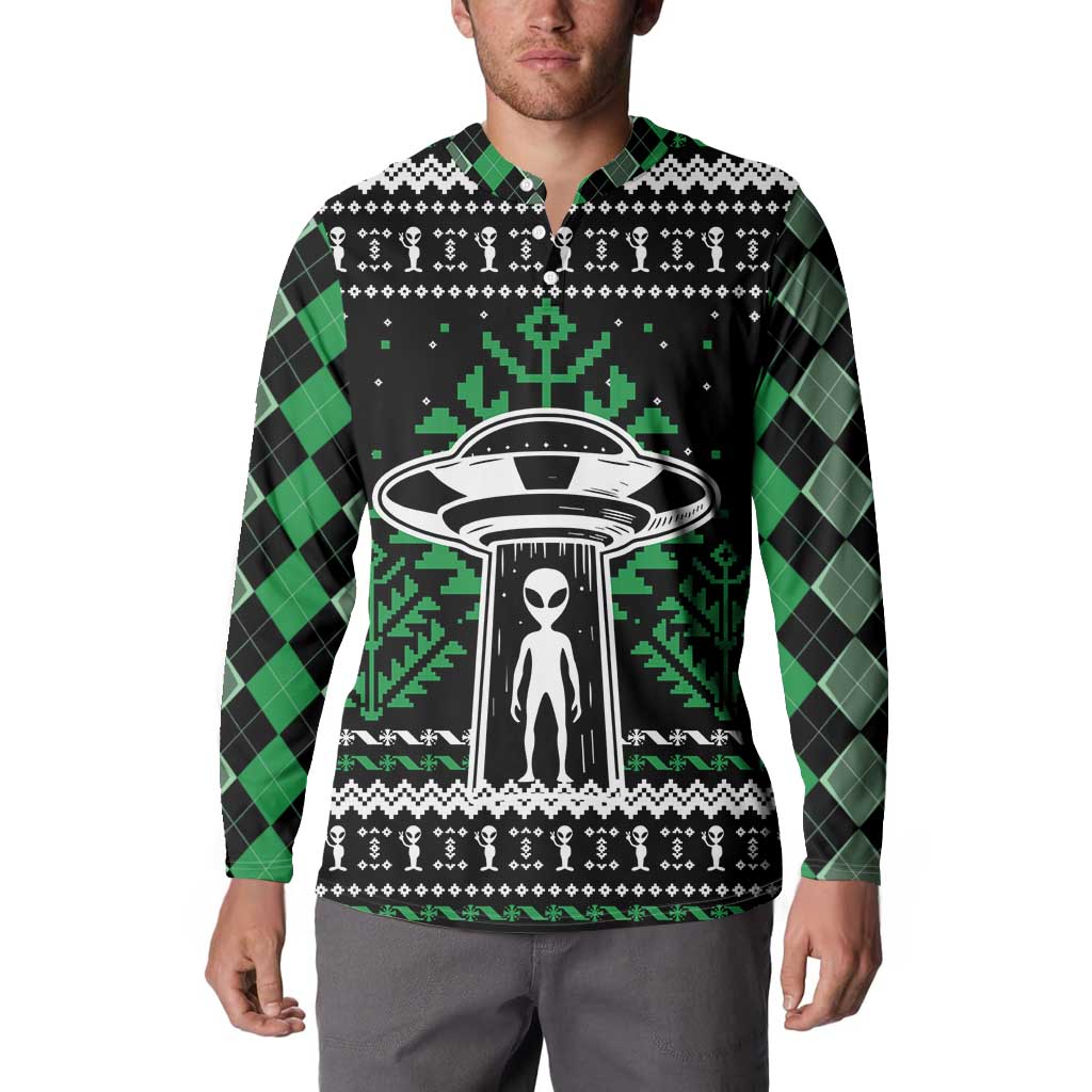 Alien Christmas Button Sweatshirt Xmas Holiday Patterns - Wonder Print Shop