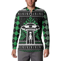 Alien Christmas Button Sweatshirt Xmas Holiday Patterns - Wonder Print Shop